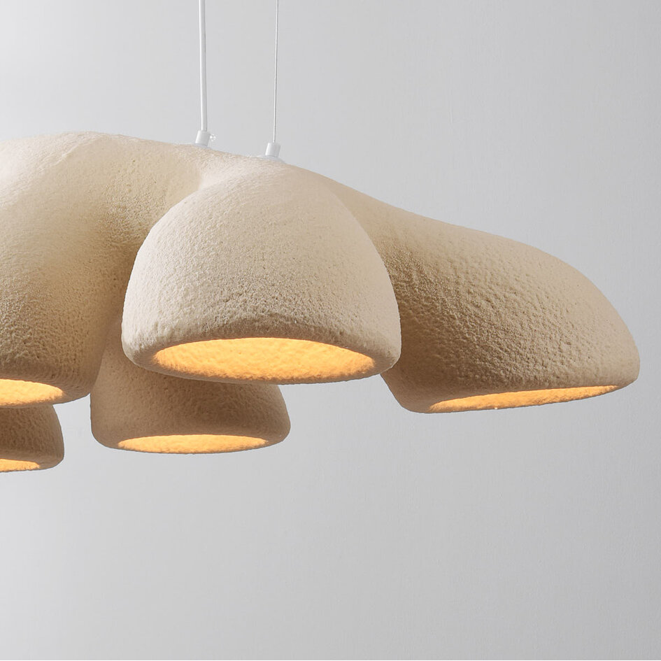 Moderne Wabi Sabi 7-lichts hanglamp Tsuyu 108 x 30 cm - zandbeige