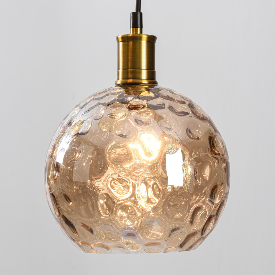 Hanglamp Nilo – 6-lichts amber glas met bolling