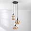 Design hanglamp Zian – 3-lichts zwart met amber glas in diverse vormen