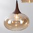 Design hanglamp Zian – 3-lichts zwart met houtlook en amber glas in diverse vormen