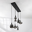 6-lichts hanglamp Lior zwart met rookglazen en spiegeleffect kappen in diverse vormen