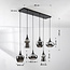 6-lichts hanglamp Lior zwart met rookglazen en spiegeleffect kappen in diverse vormen