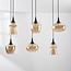 6-lichts hanglamp Lior zwart met amber glas in diverse vormen