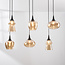 6-lichts hanglamp Lior zwart met amber glas in diverse vormen