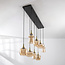 Hanglamp Cael goud met amber glas in diverse vormen – 8-lichts