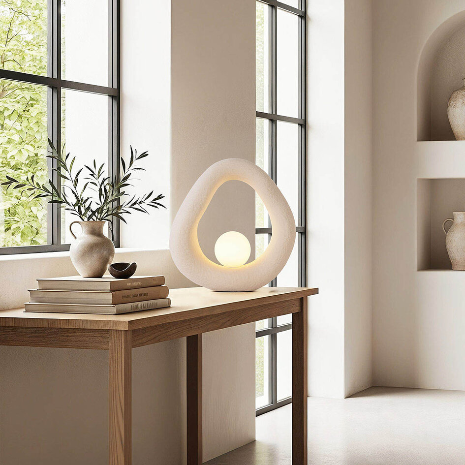 Moderne Wabi Sabi tafellamp Enso - zandbeige 35 x 34 cm