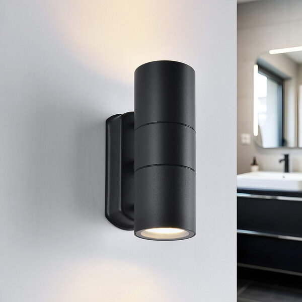Badkamer wandlamp Olivia, 2-lichts - zwart en rond