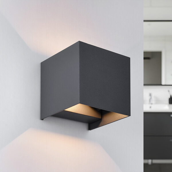 Moderne badkamerlamp Oliver met verstelbare kleppen - antraciet