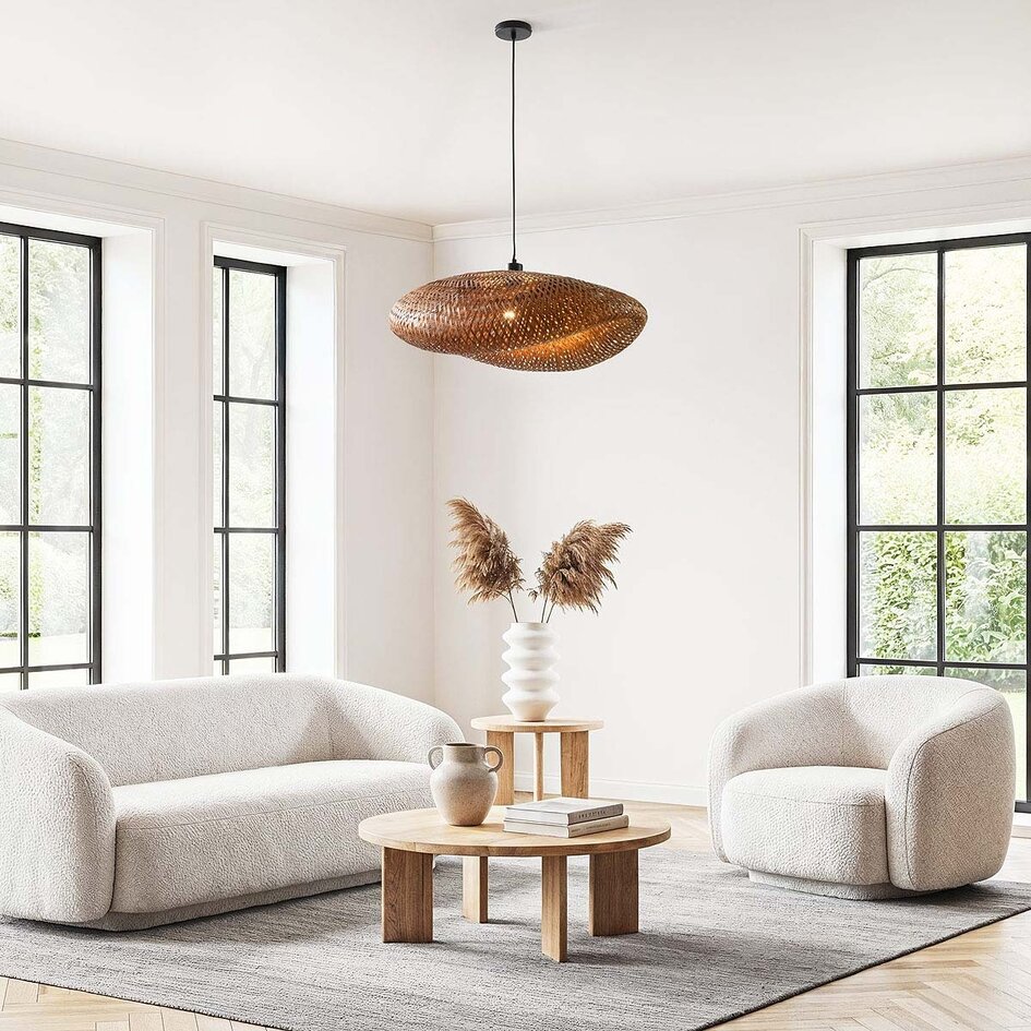 Bamboe hanglamp met handgevlochten kap Ø68 cm - Trama