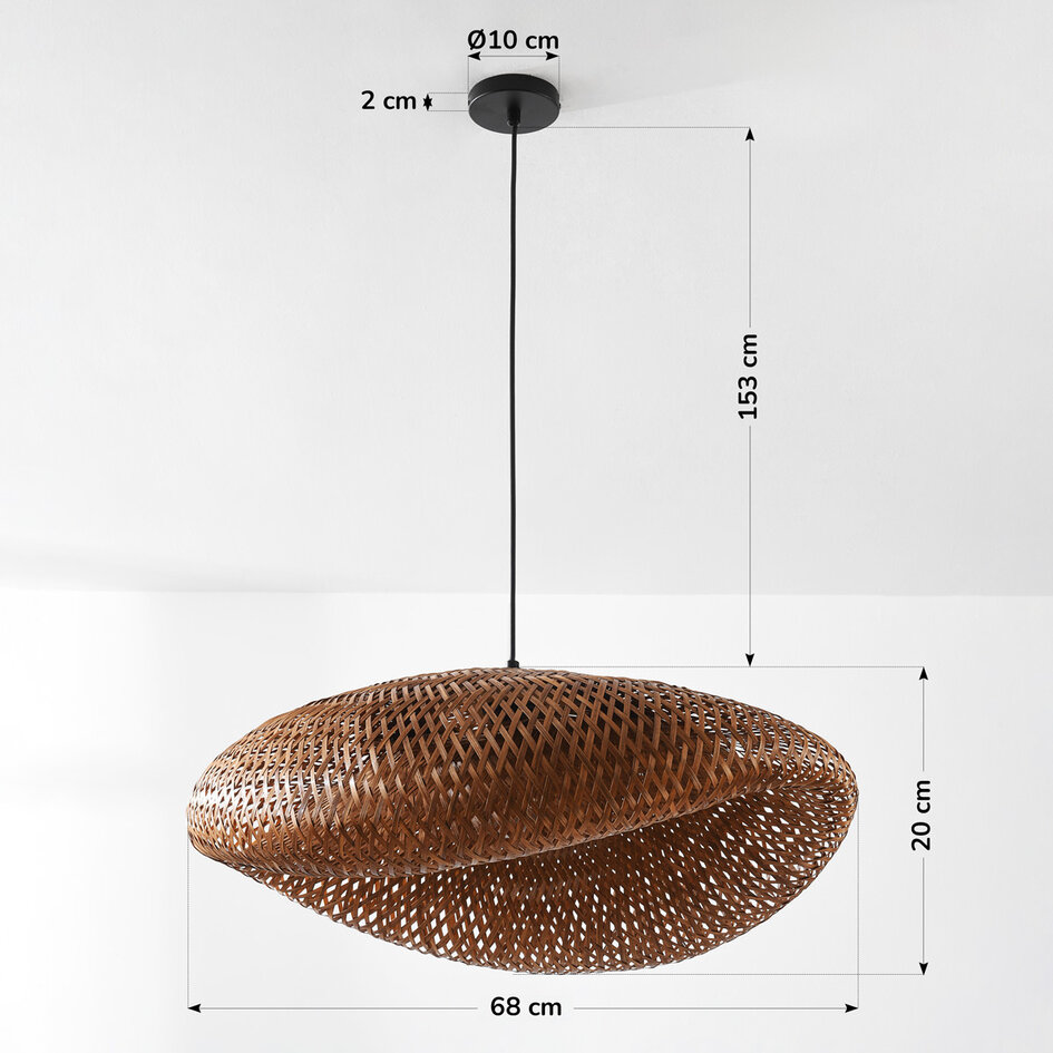 Bamboe hanglamp met handgevlochten kap Ø68 cm - Trama
