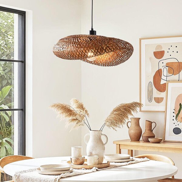 Bamboe hanglamp Texta met gevlochten kap Ø50 cm