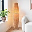 Vloerlamp Plecta – handgemaakte raffia lamp met zwarte frame 103 cm