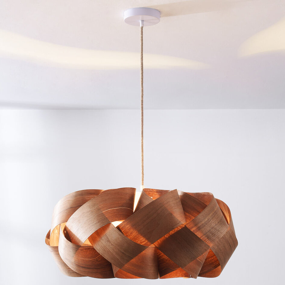 Naturel design hanglamp Weave van walnoot fineer – Ø60 cm