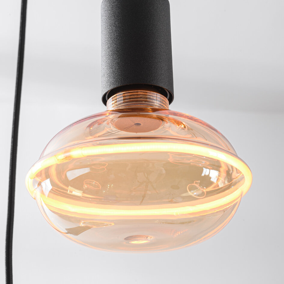 6-lichts hanglamp Nivelle - zwart, set inclusief dimbare E27 LED lampen