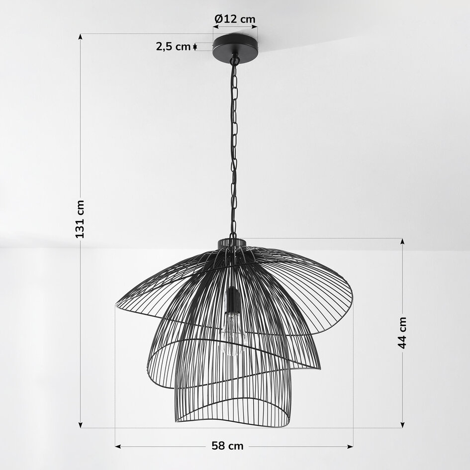 Design hanglamp Oria in zwart met metalen lagen