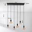 6-lichts hanglamp Nivelle - zwart, set inclusief dimbare E27 LED lampen