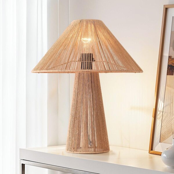Boho tafellamp Naito van natuurlijk gevlochten touw