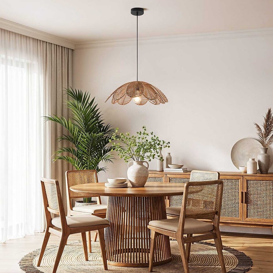 Boho hanglamp Tawi met open kap - khaki
