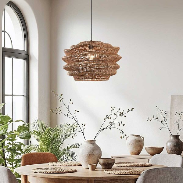 Design hanglamp Kanso van natuurlijk gevlochten papier