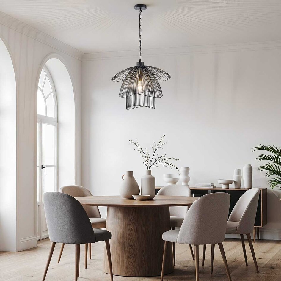 Design hanglamp Oria zwart met metalen lagen