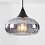Zwarte hanglamp Ori zwart met gestreept rookglas