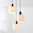 3-lichts hanglamp Linne met ronde stoffen kappen in beige linnen
