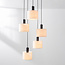 5-lichts Scandinavische hanglamp Linne met beige linnen kappen