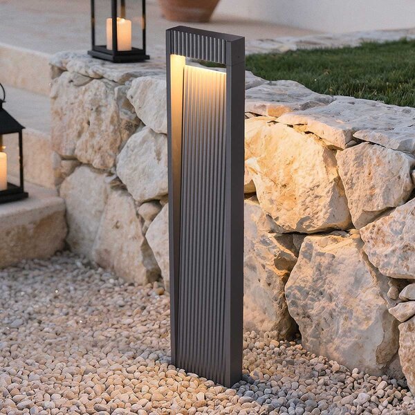 Staande buitenlamp Andrew met geribbeld design 80 cm - antraciet