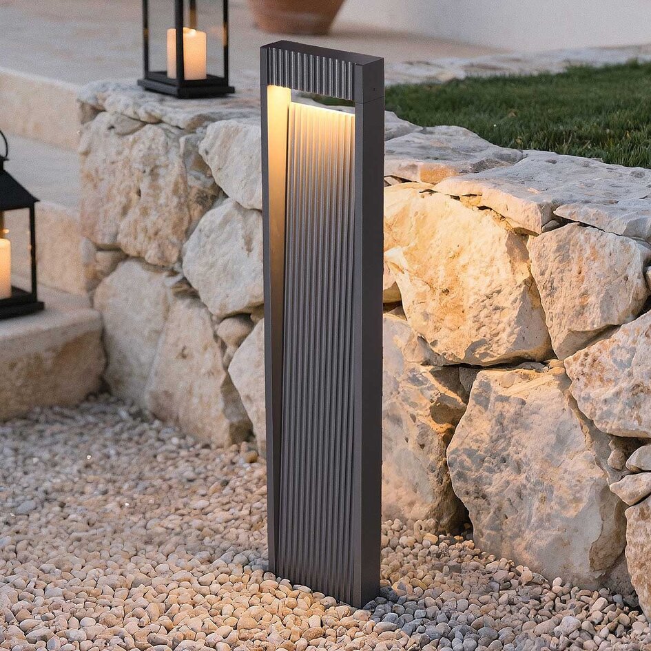 Staande buitenlamp Andrew met geribbeld design 80 cm - antraciet