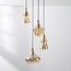 Retro design hanglamp Calypso met vier amber glazen kappen