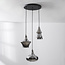 3-lichts moderne hanglamp Calypso zwart met smoke glas