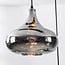 Industriële hanglamp Calypso zwart met zes smoke glazen kappen
