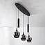 5-lichts hanglamp Eloi met drie rookglazen kappen en twee GU10 spots
