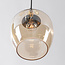 Design hanglamp Téo goud met drie amber glazen kappen en twee GU10 spots