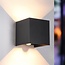 Moderne vierkante buitenlamp Daniel zwart met bewegings- en dag/nacht sensor