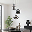 3-lichts hanglamp Zian - zwart met rookglas en spiegeleffect