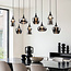 Hanglamp Cael zwart met rookglas en spiegeleffect in diverse vormen – 8-lichts
