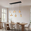 Industriële hanglamp Calypso 6-lichts met amber glas