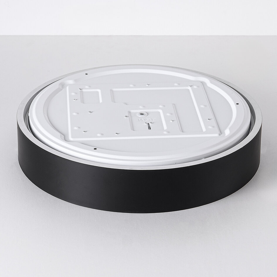 LED-plafondlamp Larios, 3-staps dimbaar Ø39 cm - zwart met houtaccent