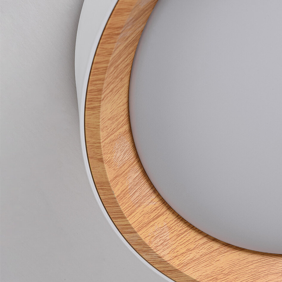 Design plafondlamp Larios met geïntegreerde LED en 3-staps dimbaar Ø29 cm -  wit met houtaccent