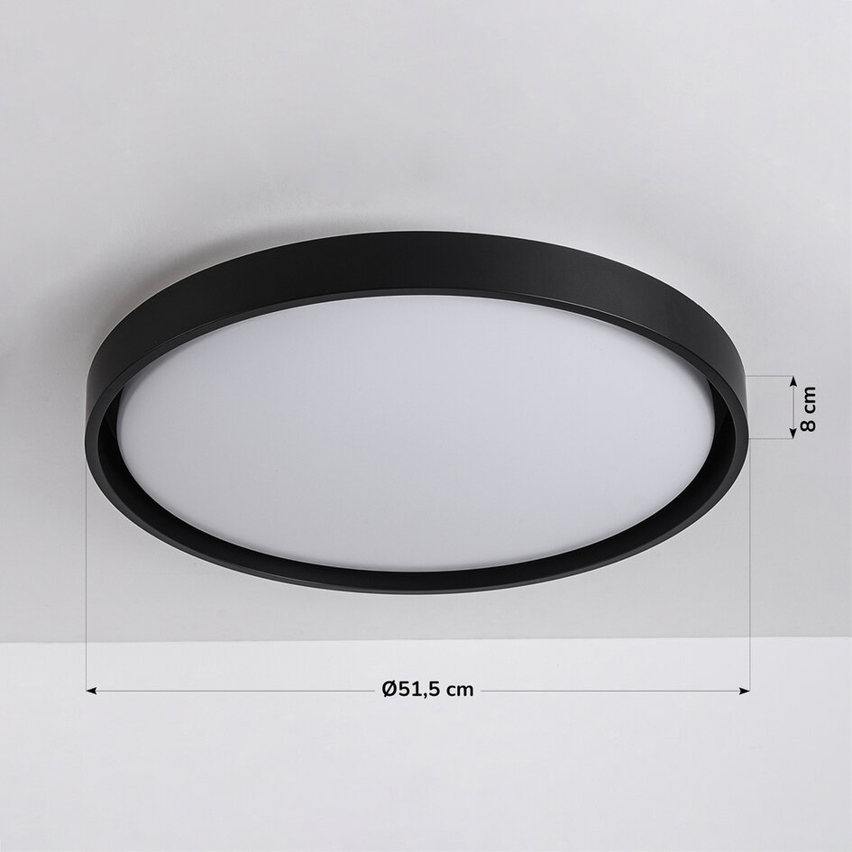 Plafondlamp Ricardo met geïntegreerde LED en 3-staps dimbaar Ø51,5 cm -  zwart