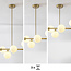 6-lichts design plafondlamp Aster - goud en melkwit glas