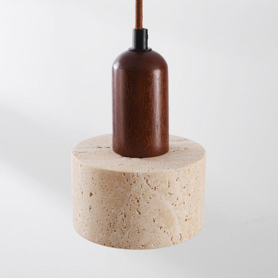 Luxe hanglamp Muro van travertin (natuursteen) en hout