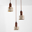 3-lichts hanglamp Lito met terrazzo effect en hout