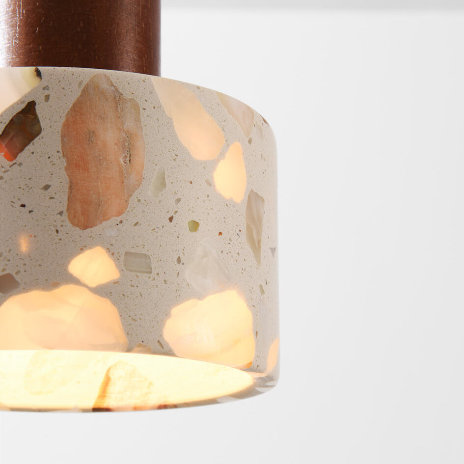 Hanglamp Lito met terrazzo effect en hout