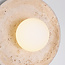 Elegante wandlamp Arto van travertin (natuursteen) en melkwit glas