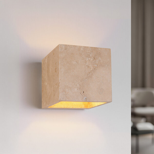 Kubus wandlamp Roca in steenlook