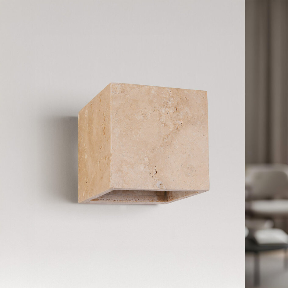 Kubus wandlamp Roca in steenlook