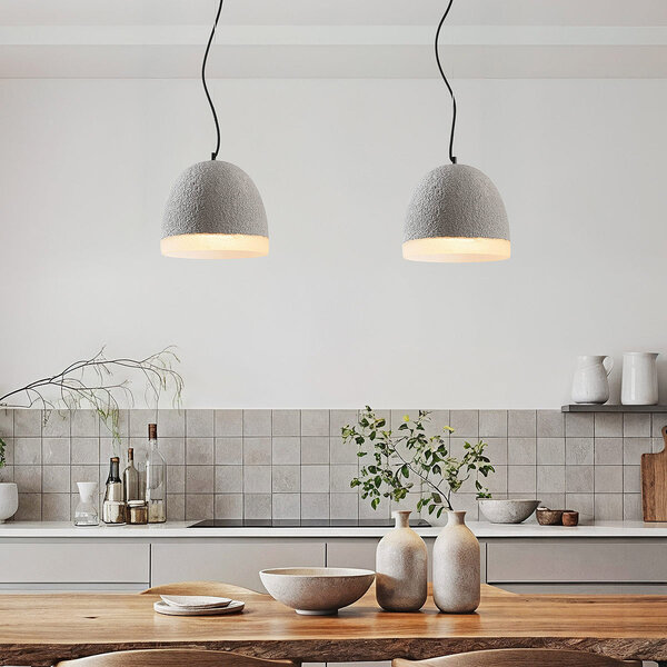 2-lichts Wabi Sabi hanglamp Tura in cementlook