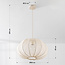 Japandi hanglamp Ecruva met ronde kap van stof Ø50 cm - warm beige met roze ondertoon